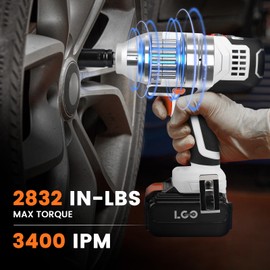 LIGO 20V Cordless Impact Wrench, 1/2 Inch Max 370Ft-lbs(500N.m), 0-3000 RPM/IPM, With 4.0Ah Battery and Fast Charger