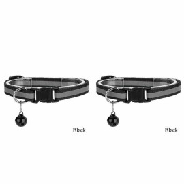 Unbranded  Adjustable Reflective Nylon Cat Collar Bell For kitten Small Dog Puppy Pet  - Black