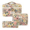 AMZMA Makeup Bag, 3 PCS Quilted Makeup Bag, Cute Floral