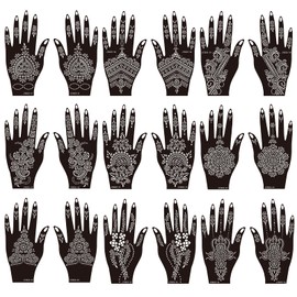 Henna Tattoo Stencil Henna Tattoo Stencils Hand Henna Temporary Tattoo Stencils Indian Temporary Tattoo Stickers for Women Girls Arabian Realistic Henna Tattoo