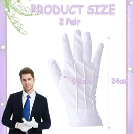 CHENYUOUYANG 4 Pcs (2 Pair) White Gloves for White Gloves Fancy Dress Jewelry Inspection White Gloves Men for Wedding Server White Gloves for Handling Wedding Dress Soft Gloves White