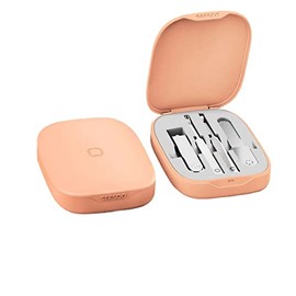4-in-1 Manicure Tool Set with Nail Clippers, File, Ear Pick - Stylish and Compact, Perfect for Home and Travel, Ideal Gift for Women (Orange)