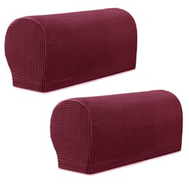 Armrest Chair Covers, 1 Pair Stretch Armrest Chair Anti-Slip Furniture Protector Slipcovers Elastic Removable Chair Sofa Couch Protector Stretch Fit for Armchairs Sofa Couches Recliner (Burgundy)