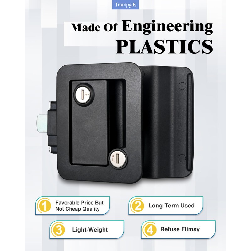 Engineering Plastic Camper Door Lock, RV Door Lock Replacement, Fit