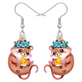 Acrylic Cute Mouse Rat Earrings Dangle Anime Funny Animal Jewelry Novelty Birthday Gifts for Women (Brown)