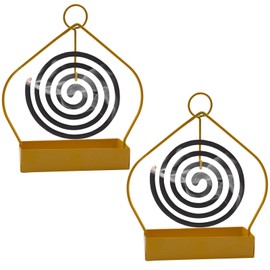 pangutheos Pack of 2 Mosquito Spiral Holder, Iron Incense Spirals Holder with Hanging Ring, Mosquito Spiral Container, Creative and Simple for Home, Outdoor, Office (Oval)