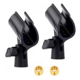2pcs Microphone Clip for Mic Stand, Adjustable Mic Clip Holder with 5/8" to 3/8" Mic Screw Adapter, Universal Microphone Clip Holder for Mic Stand