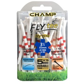 Champ 2 3/4" Striped Plastic Golf Tees - 30 Count - Zarma MyHite FLYtee - White with Red Stripes - Improved Durability and Distance - 5X More Durable Than Wood
