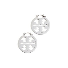 Tory Burch Women's Small Miller Hoop Earrings, Tory Silver, One Size
