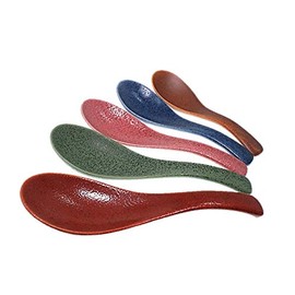 ACSWEBSHOP Ragalus Spoon Lotus Crystal Set of 5 Colors, Made in Japan, Mino Ware