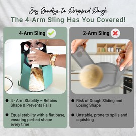Sourdough Silicone Bread Sling for Dutch Oven 2 PCS - Food-Grade Non-Stick Dough Transfer Tool with 4 Arms, 9" Long, Center Markings - Sourdough Gifts