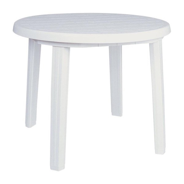 Compamia Ronda 36" Round Resin Patio Dining Table in White,