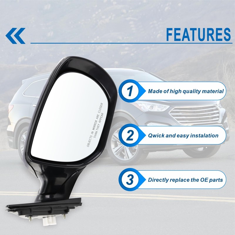 Lqito Right Passenger Side Mirror Compatible with 2013 2014 2015
