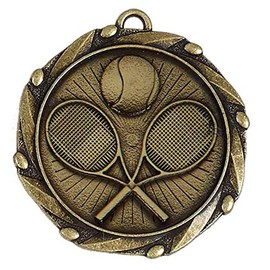 TROPHIESPLUSMEDALS Combo Gold Tennis Medal with Red, White & Blue Ribbon - 45 mm / 1 3/4" | Stylish Look | Celebrate Sports Success | Suitable for Kids & Adults