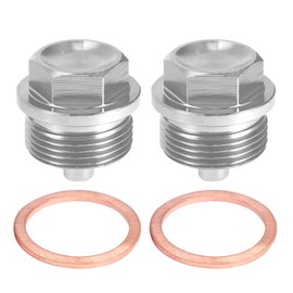 A ABSOPRO 2 Set M24x1.5 Oil Drain Plug Magnetic Aluminum Alloy Oil Drain Nut with 2 Washers for Car Motorcycle Silver Tone