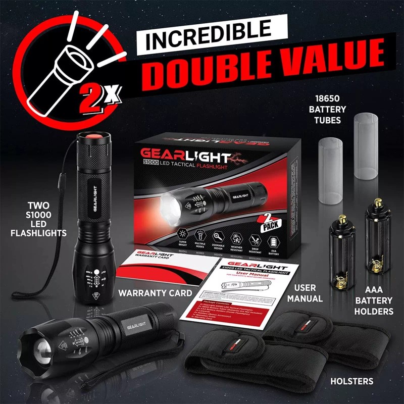 GearLight LED Flashlights - Mini Camping Flashlights with High Lumens,