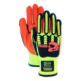 MAGID T-REX Flex Series Sandy Nitrile Coated Impact-Resistant Work Gloves, 12 Pairs, Size 9/Large, TRX500