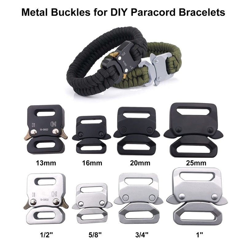 Paracord Bracelet Buckles 2 Pack Metal Side Quick Release Tactical