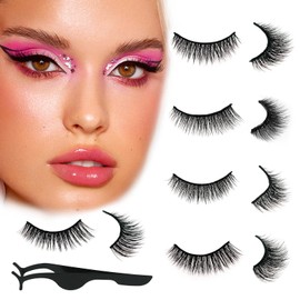 5 Pairs Self Adhesive Eyelashes, Reusable, Self Sticking No Glue Lashes for Women, Natural Look, Five Styles False Eyelashes Kit, Long Eyelashes