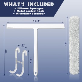 RICHMIRTH All Purpose Silicone Shower Squeegee, 12 Inch 【Upgraded Version】 Squeegee Cleaner Tool for Shower Glass Door Bathroom Mirror Car Window Tile (White)