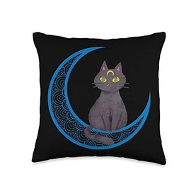 Crescent Aesthetic Cat Gothic Mystic Lover Kitty Fan Sailor Throw Pillow