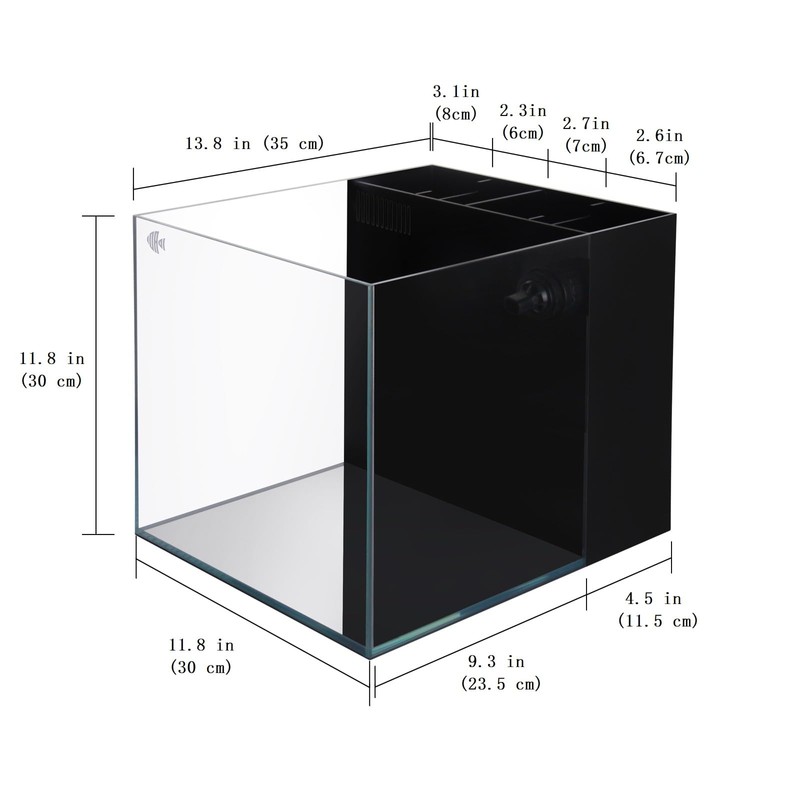 Coralland 8-Gallon Saltwater Aquarium - Ultra Clear Low Iron Glass,