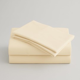 Peru Pima 800 Thread Count Sateen Queen Sheet Set - 100% Peruvian Pima Cotton, 4 Piece (Flat, Fitted, 2 Pillowcases) - Cooling, Crisp, Deep Pocket, Hotel Quality Bedding - Ivory