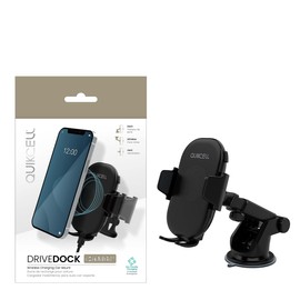 QUIKCELL DriveDock Charge Wireless Car Mount, 15W Fast Charging, 3-Way Mounting for Dash, Window, Vent