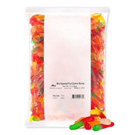 Albanese Candy Mini Assorted Fruit Gummi Worms Gummi Candy, Assorted Flavors: Cherry, Green Apple, Pineapple, Lemon, Orange; Gluten Free Dairy Free Fat Free, 5 Pound (Pack of 1)