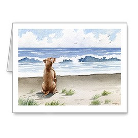 DJ Rogers Fine Art Hungarian Vizsla At The Beach - Set of 10 Note Cards With Envelopes