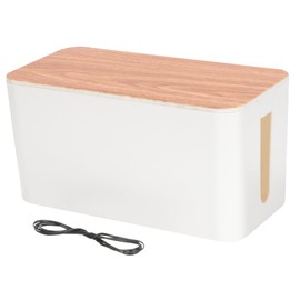 TEHAUX Delicate Wear Resistant Cable Storage Box Durable Desktop Wire Organizer UV Wood Grain Small for Daily Use Kitchen Living Room Office Neat and Clean Cable Management