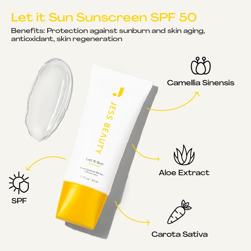 Jess Beauty Let it Sun 50+ Sunscreen, Green Tea &