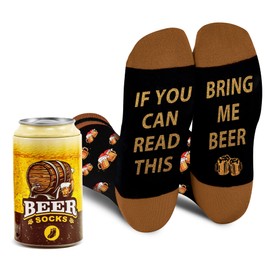 AGRIMONY Funny Socks for Men Dad Women Teen Boys -If You Can Read This Bring Me Funny Novelty Gifts Fun Cool Crazy Funky Food Silly Crew Socks - Valentines Day Gag Gifts Ideas Stocking Stuffers