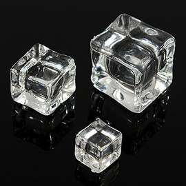 Teensery New 16 Pcs Square Clear Fake Artificial Acrylic Ice Cubes Decorative Display Ice Cubes (1.5cm)