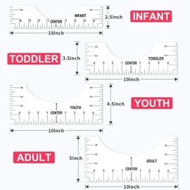 4 Pack T-Shirt Ruler Guide for Vinyl, Heat Press Alignment Tool Center Designs Measurement Ruler for Making Fashion Tshirt DIY