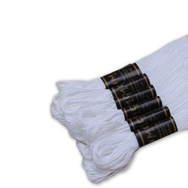 UMC STAG Pack of 12 Premium Embroidery Thread | 100% Egyptian Cotton Premium Skeins | Cross Stitch Embroidery Floss | Oeko TEX Certified Stranded Cotton | Ideal for Arts & Crafts (White-12)