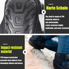 Bibykivn Knee Pads with Hard Shell - Shockproof, Non-Slip & Breathable - Professional Knee Pads for Construction, Workshop & Outdoor (Black)