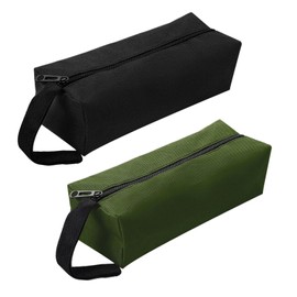 2PCS Small Tool Bag, Tool Pouch, Multipurpose Canvas pouch bag, Waterproof Utility Zipper Pouch Bag DIY Tools Small Storage Bag for Screwdriver Tool (Black&Green)