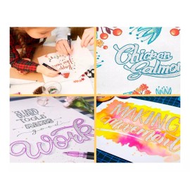 XinSiLu 12 Rotuladores De Doble Linea Colores Lettering Metalico