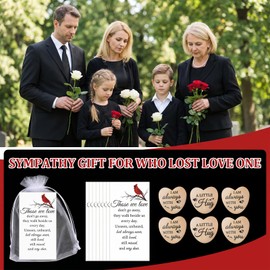 60 Sets Funeral Favors for Guests , Celebration of Life Decorations with Pocket Hug Token Red Cardinal Thank You Cards and Organza Bags for Funeral Memorial Gifts Decorations for Church Family Guest