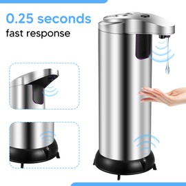 Automatic Soap Dispenser Touchless – 9.47oz/280ml Rechargeable Liquid Soap Dispenser with Infrared Motion Sensor, Adjustable Volume, IPX5 Waterproof – Hands-Free for Kitchen & Bathroom