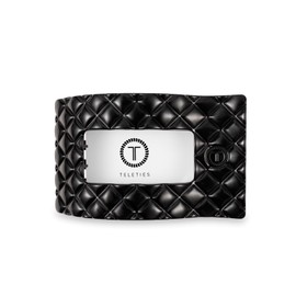 TELETIES - Large Flat Rectangle Clip - Ideal for Thick Hair - For Lying Down, Yoga, Driving & More - Strong Grip, Bendable Teeth, Comfortable Curved Design - All Hair Textures - Quilted Jet Black
