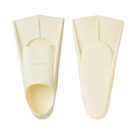 Motherworks Silicone fins for Swimming Adult, Swim Training Snorkeling Diving Travel , with Mesh Bag, Cream Natural (Cream, S(33-35))