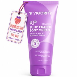 Vigority Crema Para El Tratamiento De La Queratosis Pilar Con Ácido Láctico – Exfoliante Hidratante Corporal Para Piel Áspera, Con Protuberancias, Seca Y Descamada, Piernas Color Fresa – 145 Ml