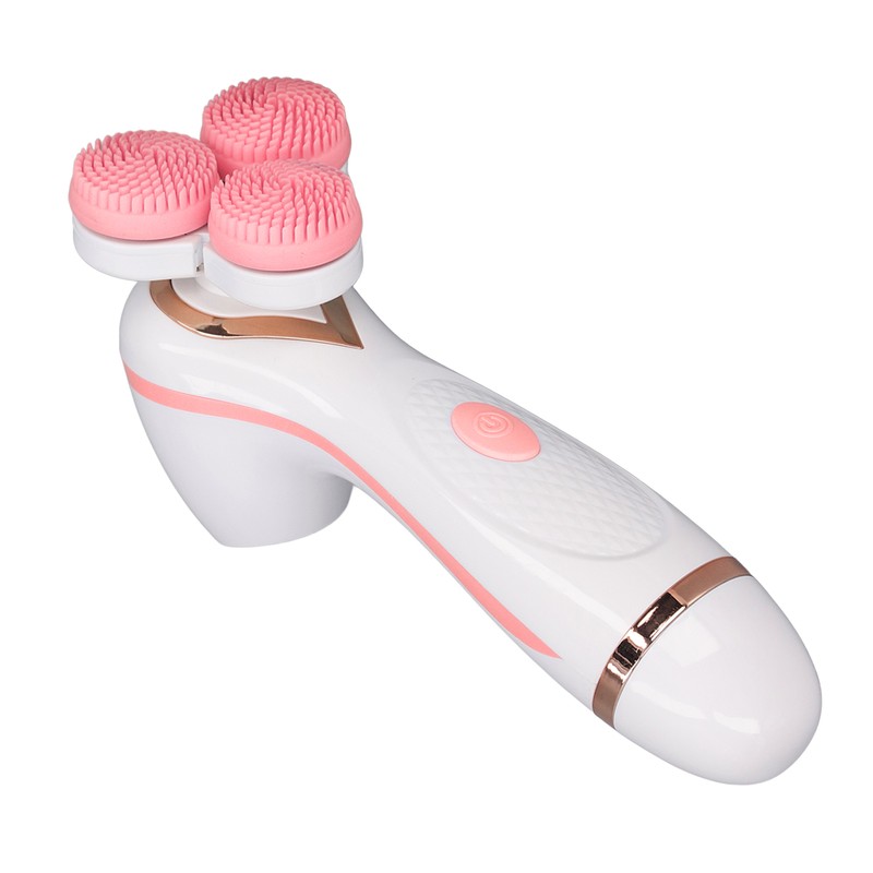 Electric Facial Cleansing Brush 3 Head Massage Facial Exfoliating Silicone