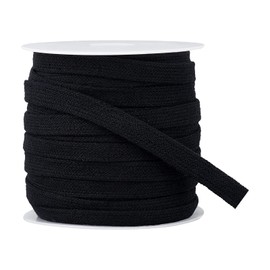 BENECREAT 27 Yards Black Flat Replacement Cotton Cords, Soft Drawstring Draw Cord for Garment Accessories