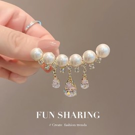 Pearl Brooch Sweater Shawl Clips Faux Rhinestone Pearls Brooch Safety Pin Lapel Pin Badge Dresses Clothing Accessories Jewelry