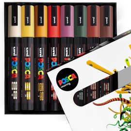 Posca - PC-5M - Colour Marker Art Pens - 1.8-2.5mm - Set of 8 in Gift Box (Autumn Tones)