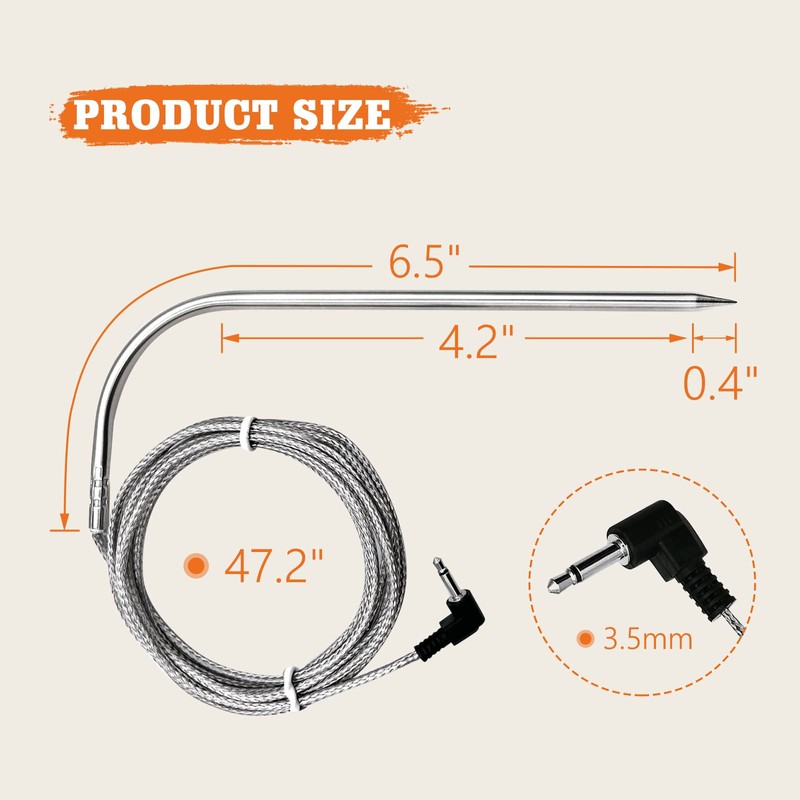 Upgraded 2-Pack Temp Meat Probe Replacement for Char-Griller Gravity Fed