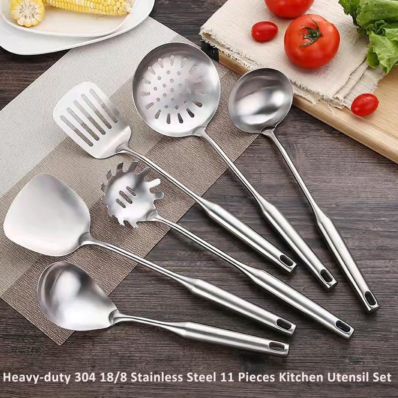 304 18/8 Stainless Steel Kitchen Utensils Set 11 Pcs Long